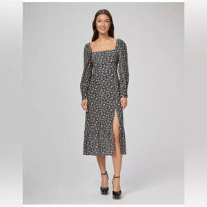 Paige Bacari Square Neck Long Sleeve Midi Dress Size S